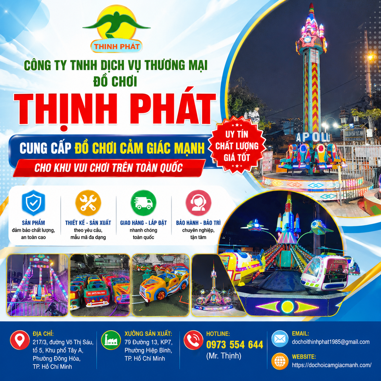 cung cấp đồ chơi cảm giác mạnh cho khu vui chơi trên toàn quốc